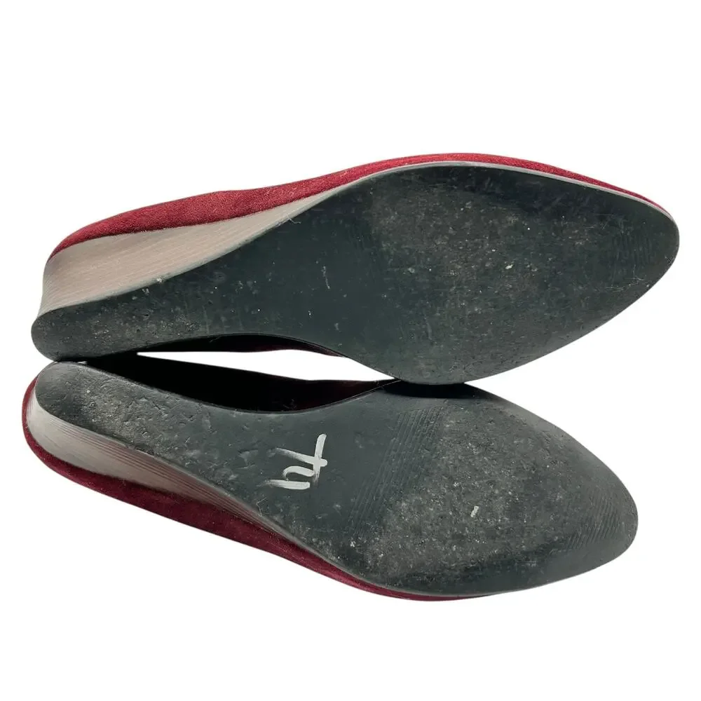 Susina‎ Women's Red Suede Scalloped Edges Wedge Heel Pumps Size 10M